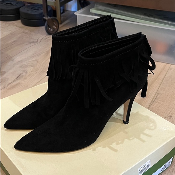 Kate Spade Black Fringe Ankle Booties - Picture 2 of 6
